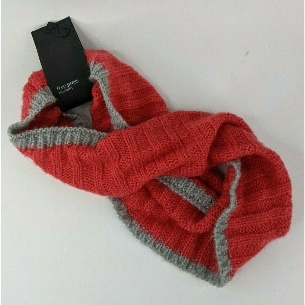 Free Press Womens One Size Chunky Knit Infinity Looped Scarf Pink Gray Nordstrom